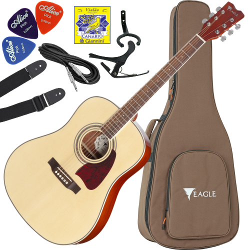 Kit Violão Eletroacústico Eagle CH888 STNT Aço Natural Fosco Vx02