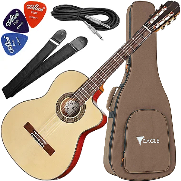 Kit Violão Eletroacustico Cutaway Eagle Ch800 NT Natural Vx01