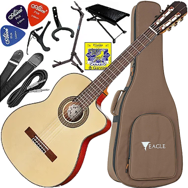 Kit Violão Eletroacustico Cutaway Eagle Ch800 NT Natural Vx03