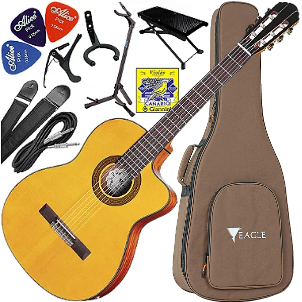 Kit Violão Eletroacustico Cutaway Eagle Ch800 Vintage Acetinado Vx03
