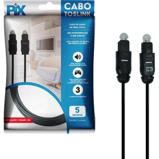 Cabo Óptico Toslink Básic 5m Pix
