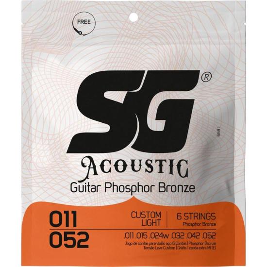 Encordoamento para Violão em Aço .011 Custom Light Phosphor Bronze SG