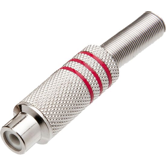Plug RCA Fêmea Niquelado Com Mola JCRC0003 Vermelho Storm - PCT / 10