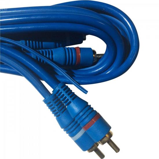 Cabo 2 RCA Macho x 2 RCA Macho Com Fio Terra 5m Azul Storm