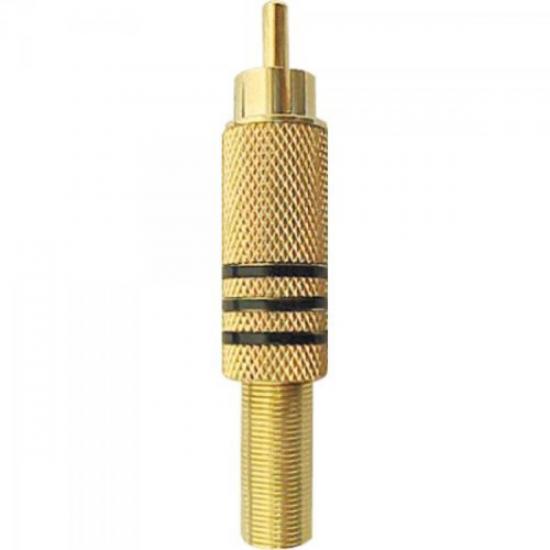 Plug RCA Macho 6/7mm Com Mola 3FXA Tarja Preta Genérico Storm - DEZ / 10