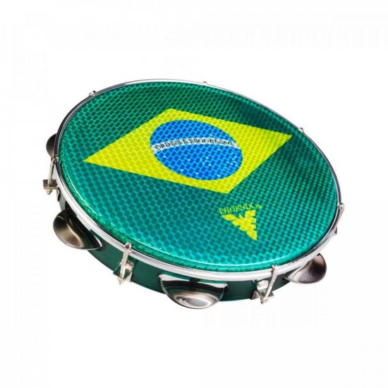 Pandeiro Acrílico 10" 96A Holográfico Brasil/Verde PHX