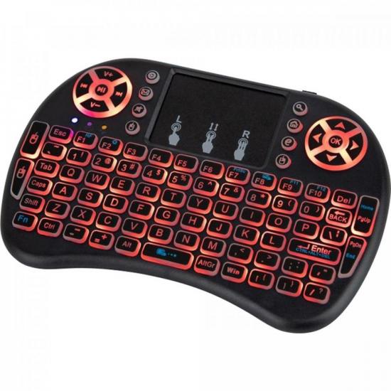 Mini Teclado Exbom BK-BTI8LED Com Touchpad Wireless