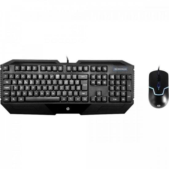 Kit Teclado e Mouse USB Gamer GK1000 Preto HP