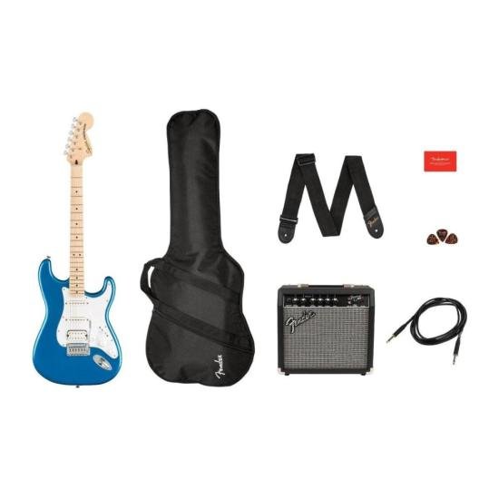 Kit Guitarra Squier Stratocaster Affinity HSS Pack Lake Placid Blue