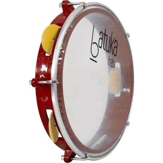 Pandeiro Infantil 08" Batuka Baby Pele Cristal Luen Vermelho