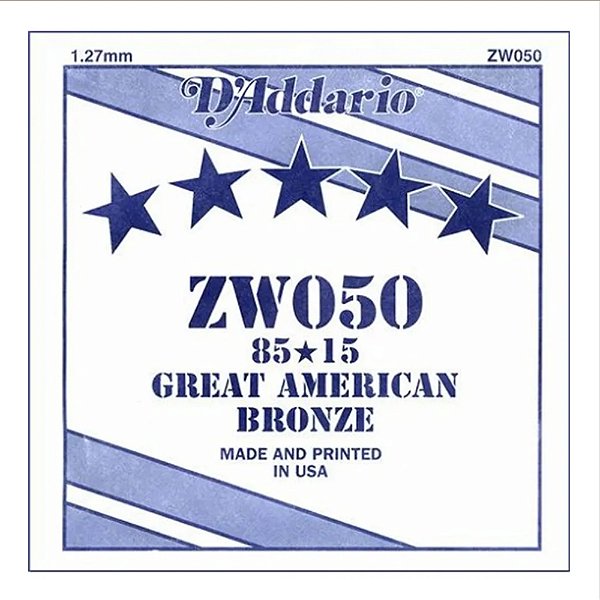 Corda Avulsa Violão Aço .050 D Addario 80/15 Bronze ZW050