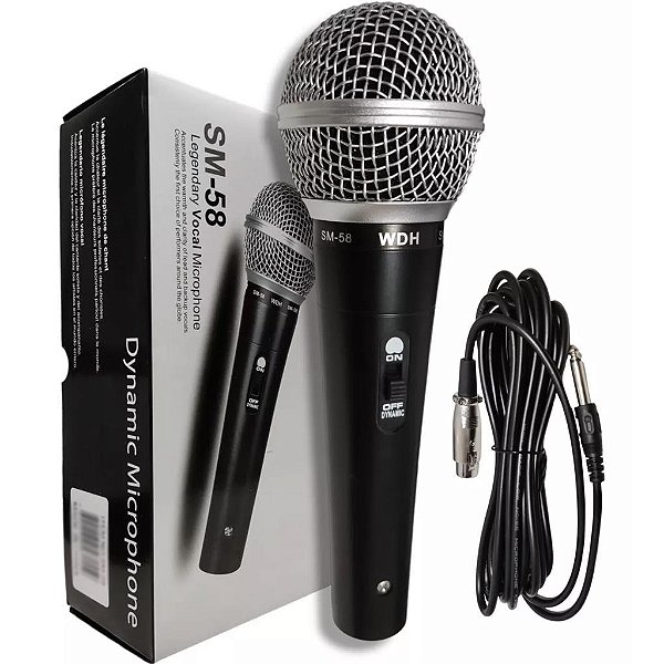 Microfone Profissional Vocal Dinâmico Com Cabo Sm58