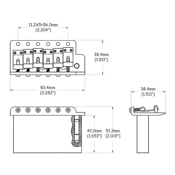 Ponte Sistema Trêmolo Guitarra Strato Spirit TF40N-GD-WH