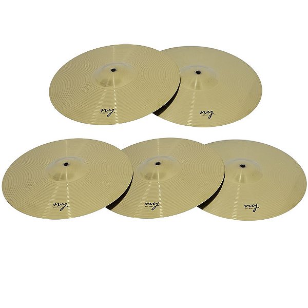 Kit 5 Pratos De Ataque Para Bateria 16" Liga De Aço New York