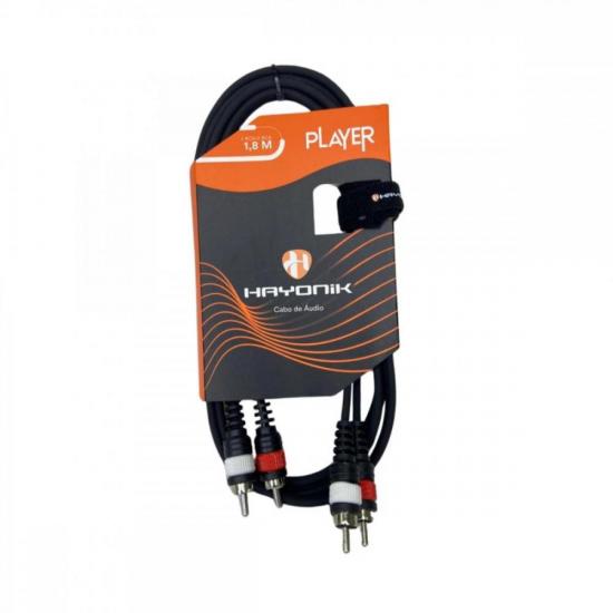 Cabo de Áudio Player RCA x RCA 1,8m Preto Hayonik