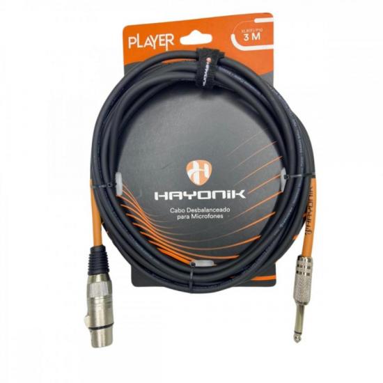 Cabo Para Microfone Player XLR(F) X P10 3m Preto Hayonik