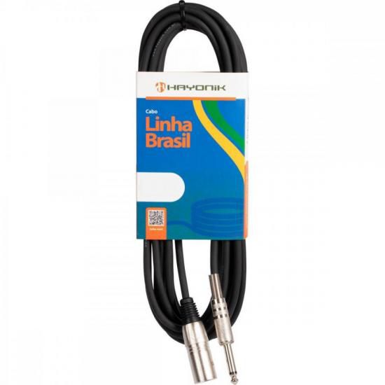 Cabo para Áudio Linha BRASIL XLR(M) X P10 1m Preto HAYONIK