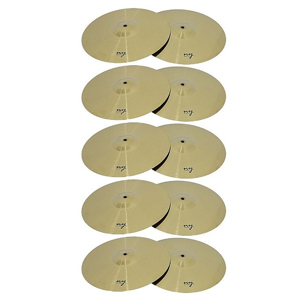 Kit 5 Pares De Pratos De Bateria Chimbal 14" Liga De Aço New York