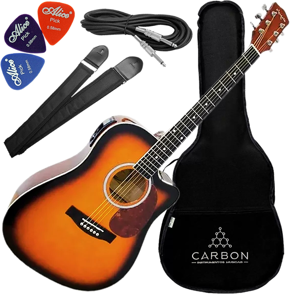 Kit Violao Eletroacústico Aço Folk Marques Va01 EQ SB Sunburst Vx01