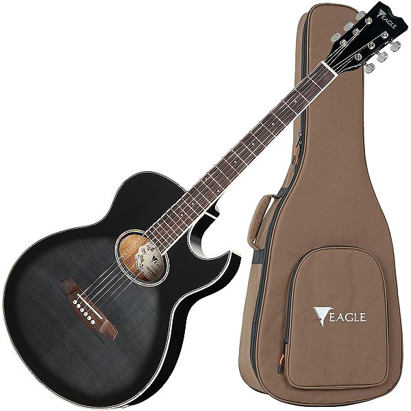 Violão Eletroacústico Eagle GL36 Bkb Aço Cutway Preto Brilhante