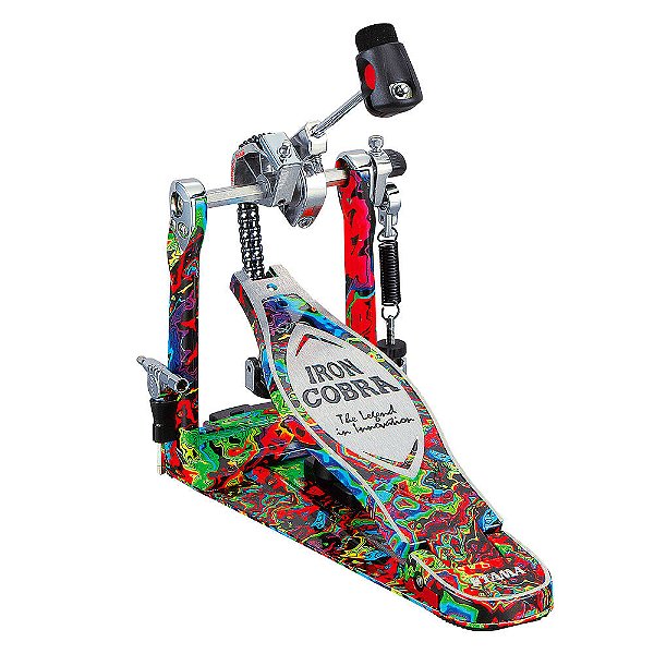 Pedal Simples Edição Limitada 50 Anos Psychedelic Rainbow Tama Iron Cobra 900 Power Glide 50th Anniversary HP900PMPR