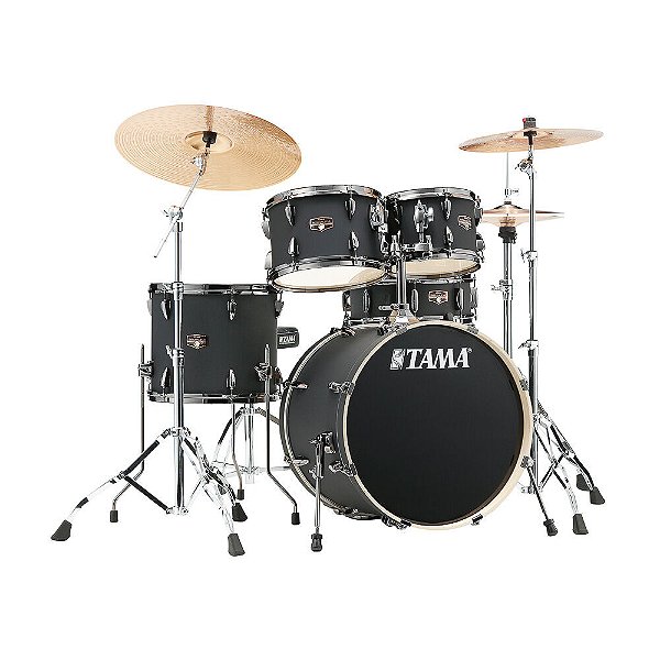 Bateria Completa (5 tambores) Bumbo 2 (Preto Opaco BOB) Tama Imperialstar IP5H6W-BOB