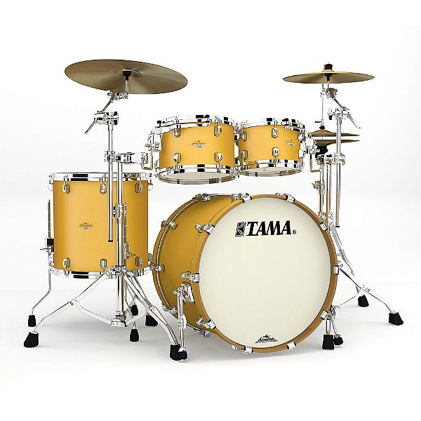 Bateria Shell Pack (4 tambores) Bumbo 22 (Dourado Acetinado Satin Aztec Gold Metallic) Tama Starclassic Maple MATZS-SAM