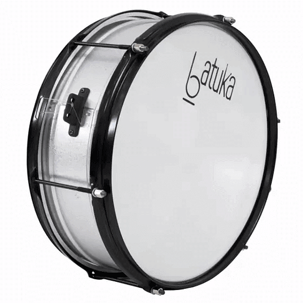 Caixa Repique 10x14" Alumisteel 6 Afinações Aro Preto Pele Leitosa Batuka Luen