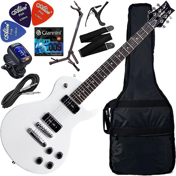 Kit Guitarra Elétrica Waldman Les Paul Glp 190 Wh Branca Gx02