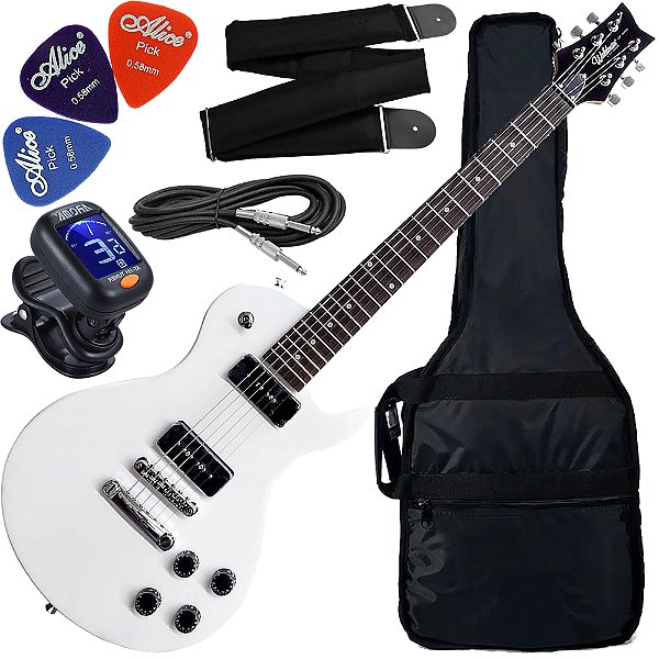 Kit Guitarra Elétrica Waldman Les Paul Glp 190 Wh Branca Gx01