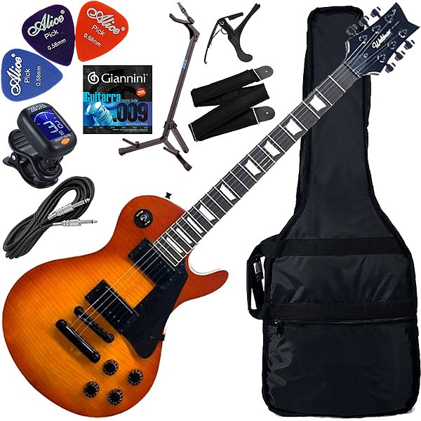 Kit Guitarra Waldman Les Paul GLP-25F HB Honey Burst Gx2
