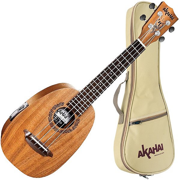 Ukulele Concerto Elétrico Akahai AKP-24E Pineapple Ativo e Bag