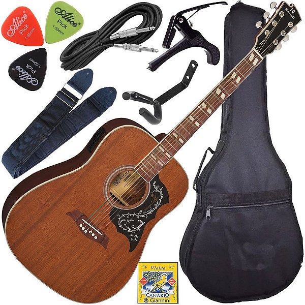 Kit Violão Eletroacústico Folk Michael Vm925 Dt Mahogany
