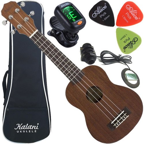 Kit Ukulele Soprano Elétrico Aquila Kal220 Kalani Canhoto