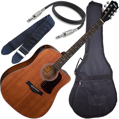 Kit Violão Elétrico Folk Mogno Eq 3 Bandas Sgd195c Shelby