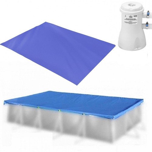 Kit Capa Piscina Retangular 2.500l C/ Capa Bomba Forro Mor