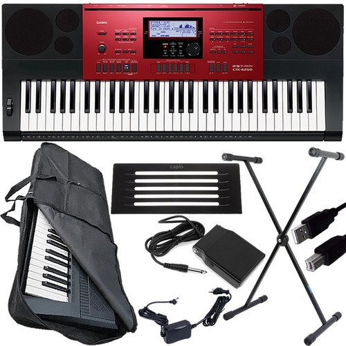 Kit Teclado Musical Arranjador Casio Ctk-6250 + Multi Acessórios
