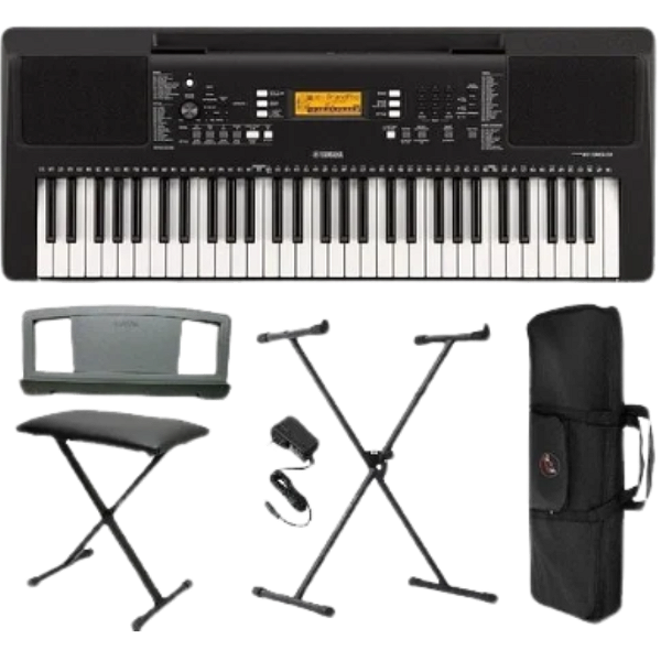 Kit Teclado Psr E363 C/ Fonte Bi Volt + Suporte Teclado X + Bolsa Protetora + Banqueta X - Yamaha