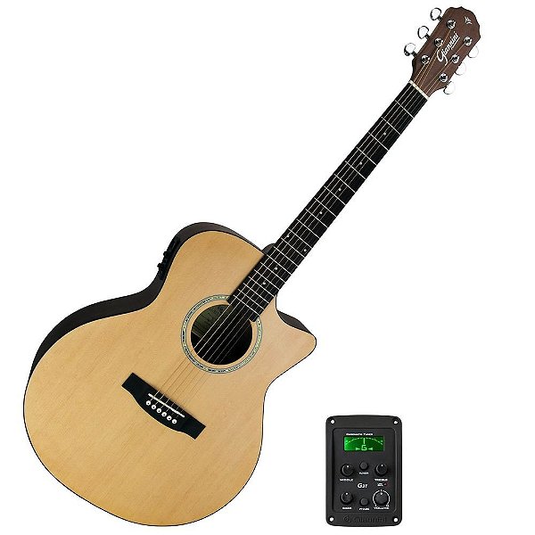 Kit Violão Elétrico Auditorium Gsf-3 Ns Natural Satin Giannini Completo