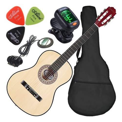 Kit Violão Elétrico Queens Popstar Natural Nylon 38