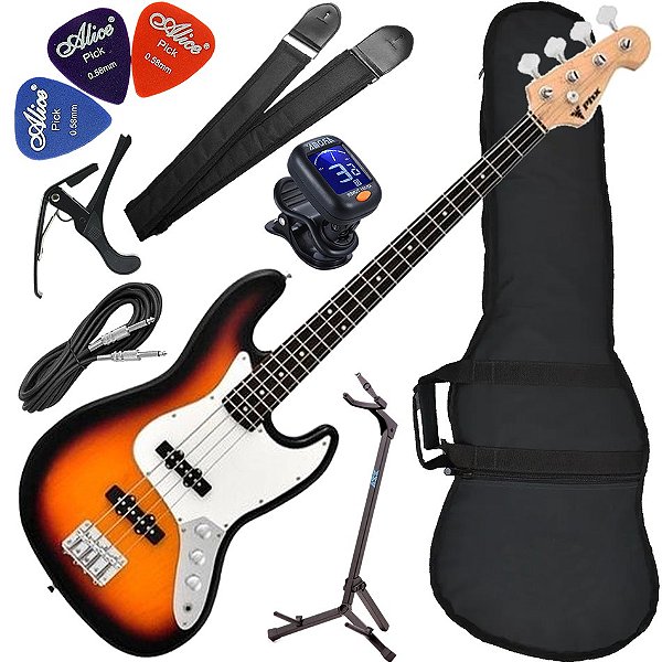 Kit Contrabaixo PHX JB 3TS Jazz Bass 4 Cordas Sunburst Bx02