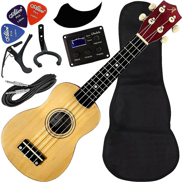 Kit Ukulele Soprano Eletrico Ativo Andaluz Uk-S01 Eq Natural