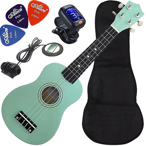 Kit Ukulele Soprano Eletroacústico Andaluz Uk-s01 AG Verde Ux04