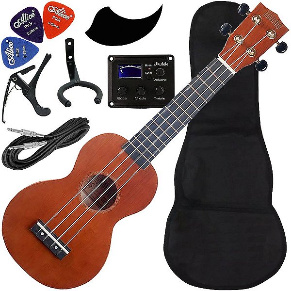 Kit Ukulele Soprano Mahalo Mr1 Natural cordas Aquila e capa MR1-TBR Ux03
