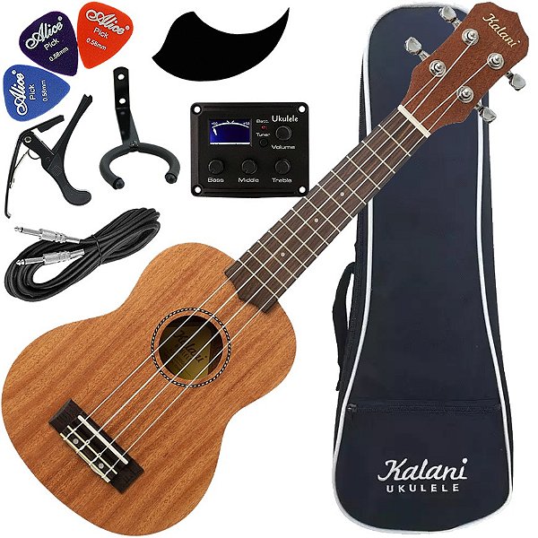 Kit Ukulele Soprano Elétrico Ativo Kal300 SS EQ Série Kayke Kalani Ux03