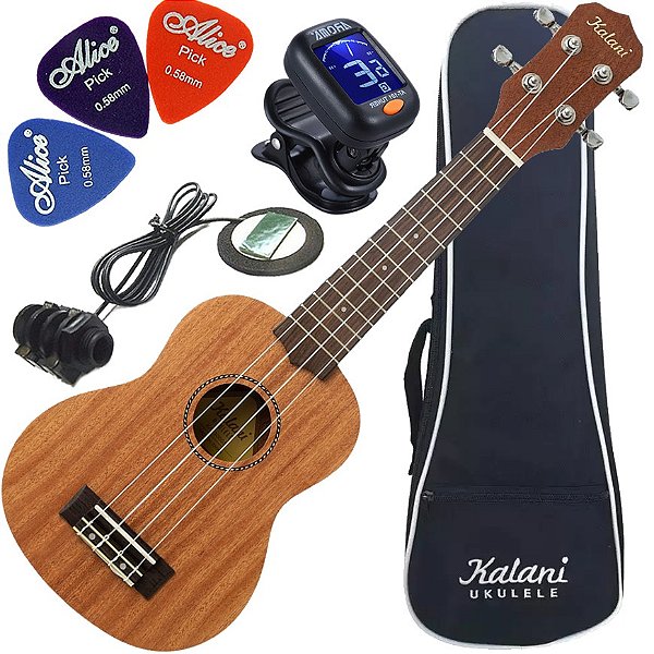 Kit Ukulele Soprano Elétrico Kal300 SS Série Kayke Kalani Ux04