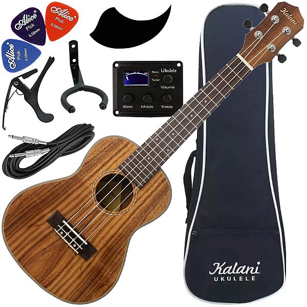 Kit Ukulele Concerto Elétrico Ativo Kal330 CK EQ Série Kayke Kalani Ux03