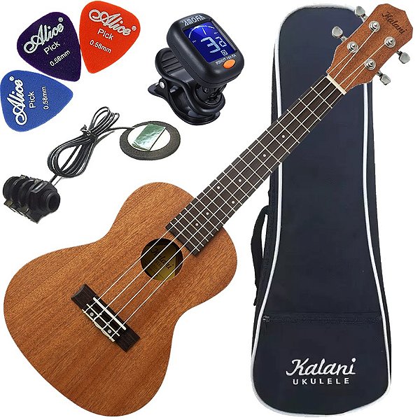 Kit Ukulele Concerto Elétrico Kal220 CS Série Tribes Kalani Ux04