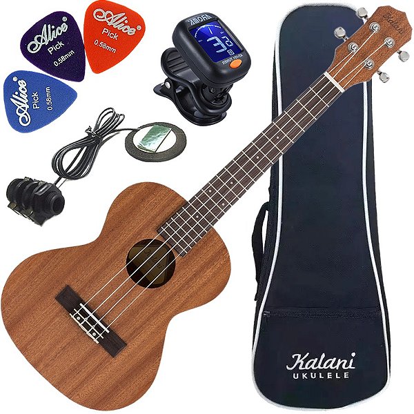 Kit Ukulele Tenor Elétrico Kal220 TS EQ Série Tribes Kalani Ux04