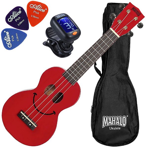 Kit Ukulele Soprano Acústico Mahalo Série U-Smile Vermelho C/ Capa Ux01